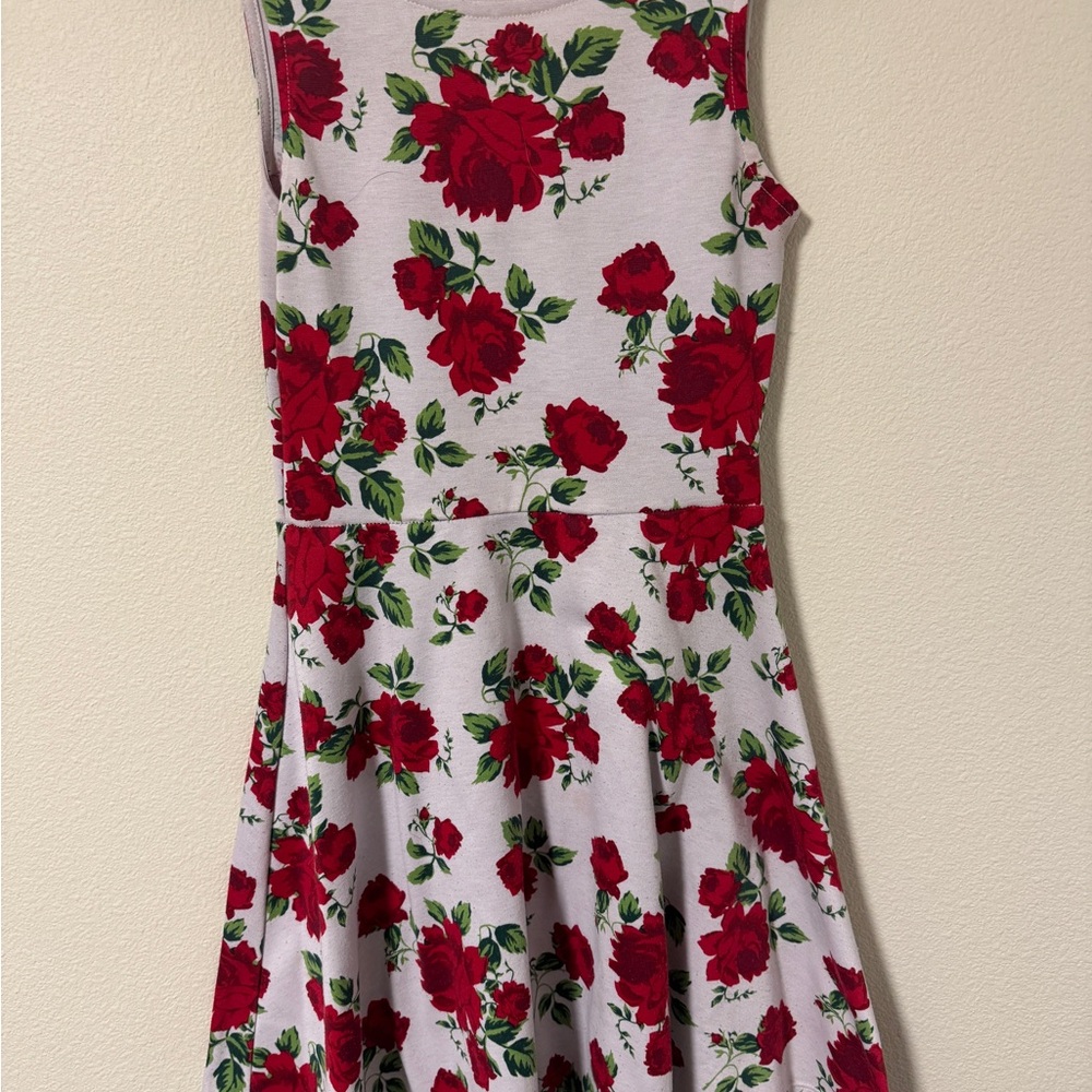 Floral Sleeveless Kids Dress - Red and White